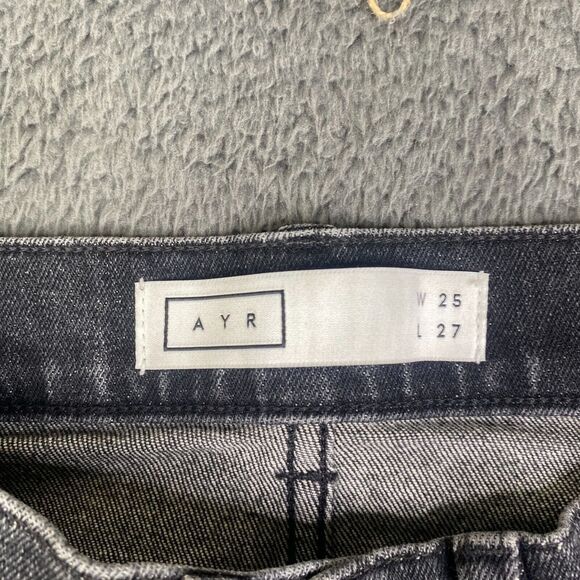 AYR The Bomb Pop Jeans Straight Leg W25 L27 in Palladium Wash Black Fray Hem - Picture 4 of 11